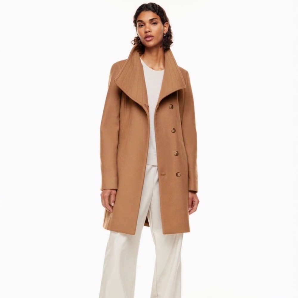 Babaton The Connor Caramel Tan Brown Winter Jacket Camel Trench Coat Size Small